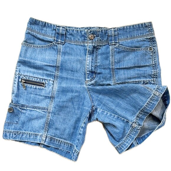 Eddie Bauer Mercer Fit Cargo Denim Shorts US 12 Relaxed Utility Outdoor Revival - Picture 6 of 10